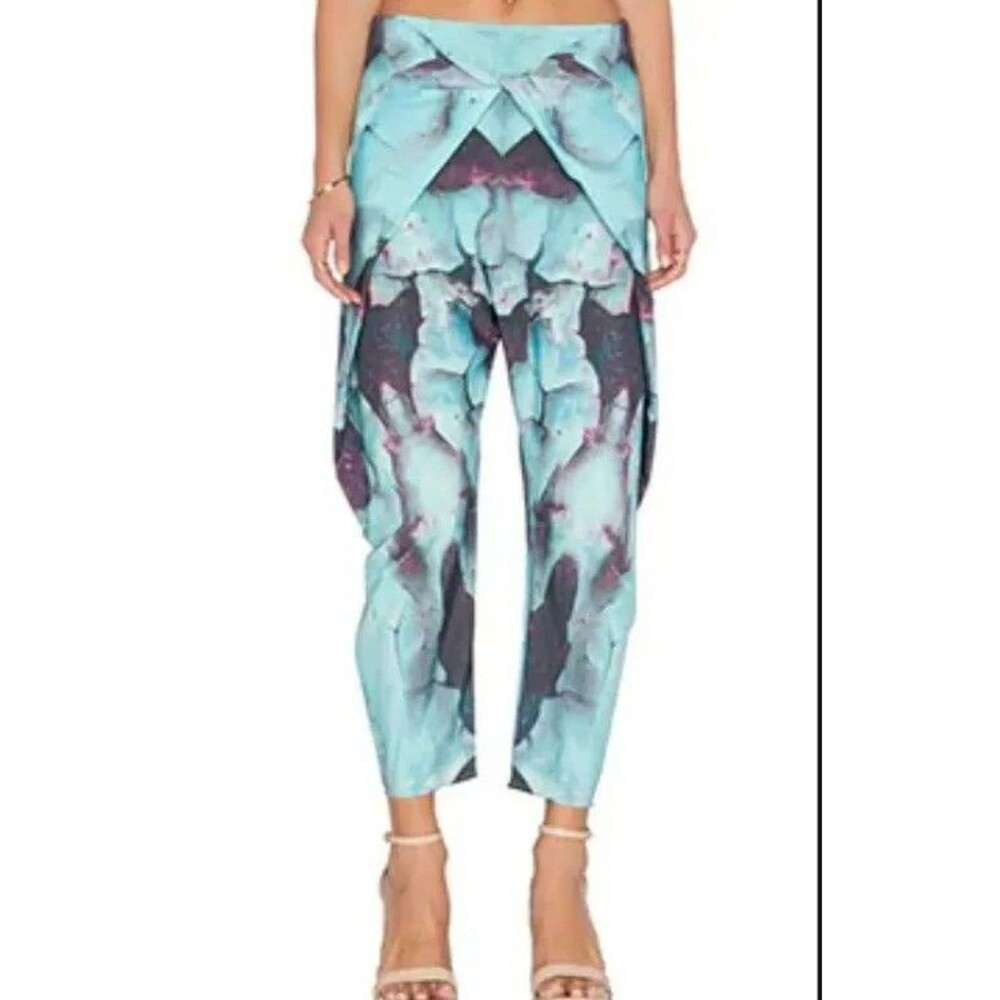 Alexis Mosaic-Printed Levi Crossover Pant Sz XS High-Rise Elastic Waist (d
